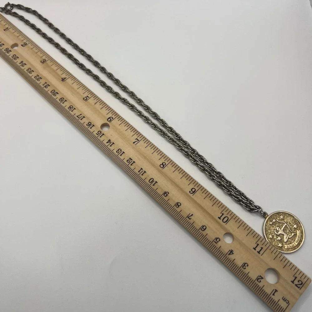 Vintage Sarah Coventry Sagittarius Zodiac Pendant Necklace Mixed Metal 22 Inch